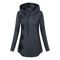 Womens Turtleneck Cowl Neck Tops Plaid Patchwork Shirts Oversized Tunic Long Sleeve Pullover Swing Blouse LIM&Shop