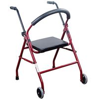 Padded Seat Travel Fold Go Walker Height Adjustable Lightweight Folding Walker for Seniors Rollator Walker Transport Chair Mobility Aid for Elderly Seat