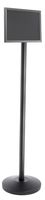 Displays2go Double Sided Floor Sign Stand, 11" x 17" Frame, Stanchion Post, Black Metal (STC1117BH2)