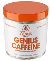 Genius Caffeine, Extended Release Microencapsulated Caffeine Pills, All Natural Non-Crash Sustained Energy & Focus Supplement, Preworkout & Nootropic Brain Booster For Men & Women,100 Count