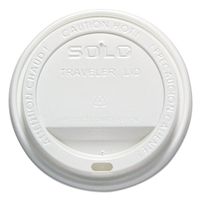 SOLO OFTL160007 Traveler Drink-Thru Lid, 12-16oz Hot Cups, White, 50/Pack, 6 Packs/Carton