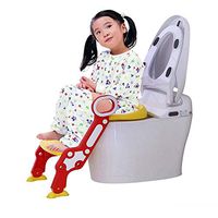 RXRENXIA Baby Potty Training Toilet Seat Adjustable Toddler Child Toilet Trainer with Step Stool Ladder, Anti-Slip, Sturdy (75KG), Foldable for 1-7 Kids (Green & Blue),Red