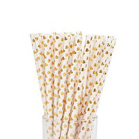 Gold Paper Straws, Biodegradable Disposable Party Drinking Straws for Party Supplies Birthday Wedding Baby Shower, Pack of 100 (Gold Heart)