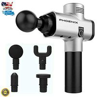 YiiYYaa Phoenix Portable Massage Gun,Hand Held Deep Tissue Muscle Massager,Deep Fitness Therapy Body Massage Massager, Relieve Muscle Soreness and Stiffness (Silver and White)