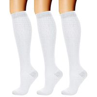 CHARMKING Compression Socks (3 Pairs) 15-20 mmHg is Best Athletic & Medical for Men & Women, Running, Flight, Travel, Nurses, Edema - Boost Performance, Blood Circulation & Recovery (L/XL, White)