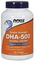 NOW Supplements, DHA-500 with 250 EPA, Molecularly Distilled, Supports Brain Health*, 180 Softgels