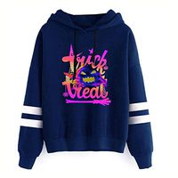 Willow S Sweatshirts for Women Halloween Loose Pumpkin Print Hoodie Pullover Jacket Blue