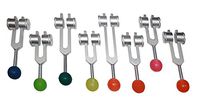 Radical 8 Chakra & Soul Purpose Cosmic Weighted Healing Tuning Forks with Colored Rubber Balls, Activator & Pouch