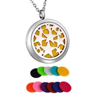 HooAMI Aromatherapy Essential Oil Diffuser Necklace - 316L Stainless Steel Star Locket Pendant,12 Refill Pads