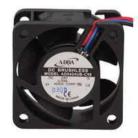 Adda AD0424UB-C56 Ball DC Fan with 3-11" Lead, 24VDC, 11CFM, 40 mm L x 40 mm W x 20 mm H