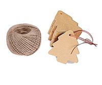 OxoxO 500PCS 5.6CM x 5.5CM Christmas Tree Shape Kraft Tags Blank Paper Tags Wedding Tags Price Tags with 50M Jute Twine