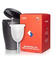 Sustain Natural Reusable Period Cup Kit with Sterilizing Case - Pad and Tampon Alternative - Soft and Flexible Menstrual Cups - Size One
