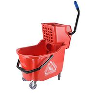 XJAXY Squeeze Flat Mop Squeeze Bucket,Mop Bucket with Wringer,Hand Free Dry Wet Self Wringing Floor Cleanin for Mopping On All Surfaces, Capacity 32L,Red