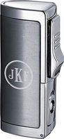 Personalized Visol Aleus Brushed Chrome Triple Jet Cigar Lighter with Built-in Punch - Free Engraving (Roman Monogram)