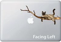 Yadda-Yadda Design Co. Siamese Charming Cat on Branch - Stained Glass Style Vinyl Decal for MacBook | Laptop | Computer YYDC (8.5" w x 4" h) (Face Left, Siamese Cat)