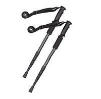 XIZH (Two-Piece Trekking Pole - Straight Shank Mountaineering Cane Four Section Telescopic Whip Aluminum Alloy Black Curved Handle Trekking Pole-1 Pair