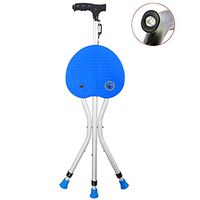 Nurth Walking Cane Folding seat Stool Foldable Chair Retractable Lightweight Walking Stick with LED Light for Elderly Outdoor Travel Fishing Rest Stool Portable Replacement Large Golf Seat Blue