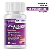 GenCare - Allergy Relief Pills | Fexofenadine HCl 180mg (90 Tablets) | Non Drowsy Antihistamine Allergy Pills for Hay Fever, Seasonal Allergies, Outdoor & Indoor Allergies | Relieves Itchy Eyes & Nose