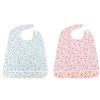 JINTAOFA Adult Bibs with Crumb Catcher- Dining Clothing Protectors- Mealtime Protector Waterproof Washable Bib Reusable Pack of 2