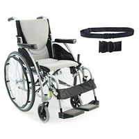 Karman S-Ergo 115 Ultra Lightweight Ergonomic Wheelchair | Seat Size 18" X 17" | Swing Away Footrest | Quick Rrelease Wheels in Silver & Free Black Wheelchair Seatbelt!