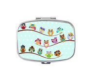 Rectangle Pill Case - Cute Owls on Branches Custom Fashion Style pill box - 2 Compartments pill box/pill case