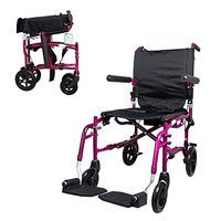 WenFei shop Folding Lightweight Transport Wheelchair with Locking Hand Brakes and Flip Up Arms for Easy Transfer,16 inch Wide Seat,165lbs Weight Capacity