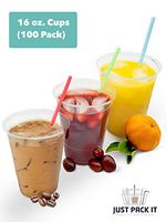 [100 Pack - 16 oz. No Lids] PREMIUM Plastic Clear Cups - Ice Coffee Juice Smoothie Milkshake Disposable Cups - Durable Party Cups | For Iced, Cold, Frozen, Cool or Room Temperature Beverages