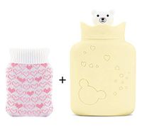 LLQ Lovely Hot Water Bottle, Winter Hand Warmer Hot Water Rubber Bag with Knit Cover Portable Reusable Hot & Cold Therapies - Yellow