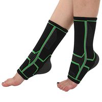 HiRui Ankle Brace Ankle Compression Sleeve, Plantar Fasciitis Brace Support for Stabiling Ligaments, Injury Recovery, Joint Pain, Arch Pain, Foot Swelling, Heel Spurs, Sprains (Pair) (Green, L)