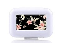 JWDCC Pill Box Case - Decorative Boxes - Vintage Floral Flowers Pattern- Pocket Medicine Tablet Holder Organizer Case Pill Box for Purse - Compact 8 Compartment
