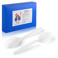 TONGYE 5.5" Disposable Sporks, BPA-Free Forks/Spoons 2 in 1 Combo– Scooping Soft Foods Flatware for School Lunch, Picnics or Restaurant and Party Supply, kid-friendly (White Pack of 100)