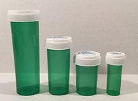 DRAM 4 Pack Reversible Cap Bottles 60, 30, 20, 08 DRAMS Rx Pill Pharmacy Vials Crafts Coins Storage Vitamins Medicine MMJ 420 CONTAINERS (Green - Transparent)