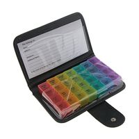7 Daily 28 Compartments Week Pill Wallet Box Medicine Tablet Organizer Storage Travel Dispenser Container Four Times PER Day - Colorful, as described