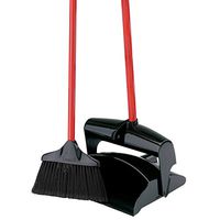 Libman Commercial 919 Lobby Dust Pan and Broom Set (Open Lid), Black/Red (Pack of 2) (2-(Pack of 2))