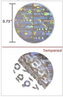 20,000 Silver Hologram TamperMax Tamper Evident Security Label Holographic Seal Sticker, Round 0.75" (19mm).