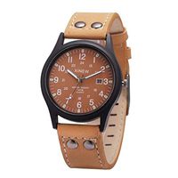 Fxbar, Vintage Classic Men's Waterproof Analog Wrist Watch Leather Strap Quartz Digital Sports Watch(Brown)