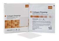 Collagen Dressing 4" x 4". Box of 10 Sterile Gel Dressings for Full and Partial Thickness Wounds. Collagen, Sodium alginate, CMC, EDTA. Soothing Effect.