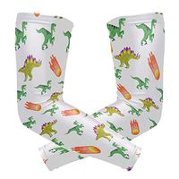 Men's UV Protection Arm Sleeve Green Dinosaurs and Meteor Red Compression Arm Sleeve, Skin Protection Cooler Cycling Sleeves for Outdoor Activities to Cover Arms
