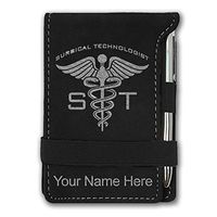 Mini Notepad, ST Surgical Technologist, Personalized Engraving Included (Black with Silver)