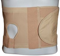 Safe n' Simple Unisex Ostomy Hernia Support Belt with Adjustable Hole, Stoma Hernia Belt, Right Hole, 8", Beige, Large