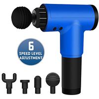 CHERRYSUNNY Professional Deep Tissue Percussion Massage Gun,Cordless Handheld Quiet Powerful Brushless Motor Muscle Massage Gun, Includes 4 Massage Heads (Blue)