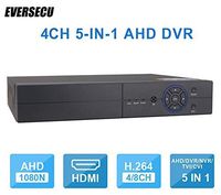4CH 1080P Lite 5-in-1 HD Analog Hybrid DVR&NVR Support 1080P IP Camera+1080P AHD/TVI/CVI Camera and 960H Analog Camera Standalone DVR CCTV Surveillance Security System Video Recorder (No HDD)