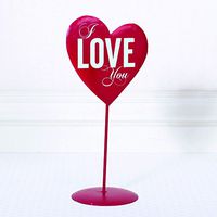 5" X 11" X 3" Metal Heart On Stand (I Love You) Red/White – Model Number – 22048