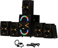 Acoustic Audio AA5210 Home 5.1 Speaker System with Bluetooth, LEDs, FM, Optical Input and 2 Ext. Cables