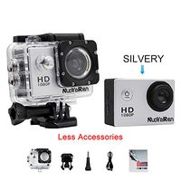NUOYAREN Action Camera 1080P 12MP Sports Camera Full HD 2.0 Inch Action Cam 30m/98ft Underwater Waterproof Camera with Mounting Accessories Kit (Silver-Less)