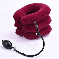 WAOBE Inflatable Cervical Neck Traction Device Three Tubes Inflated Improve Spine Alignment Reduce Neck Pain Cervical Collar Adjustable, red
