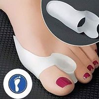 Makeouq Toe Support 2-Piece Gel Finger Stretcher and Straightener Joint Protector Thumb valgus Protector Bunion Regulator