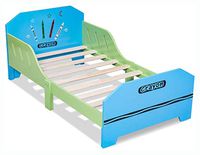 Crib & Toddler Bed, Crayon Themed Wood Kids Bed with Bed Rails