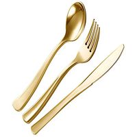 150 or 300 Disposable Flatware Plastic Cutlery, Gold Plastic Utensils Set,for Parties, Weddings, Picnics and Catering,300Pcs