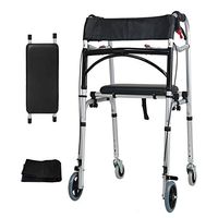 ZWJ-Rolling Walkers Multi-Function Walker with Wheeled seat, handbrake Design, Adjustable Height, Maximum Load Capacity 250 lbs (Color : Black)